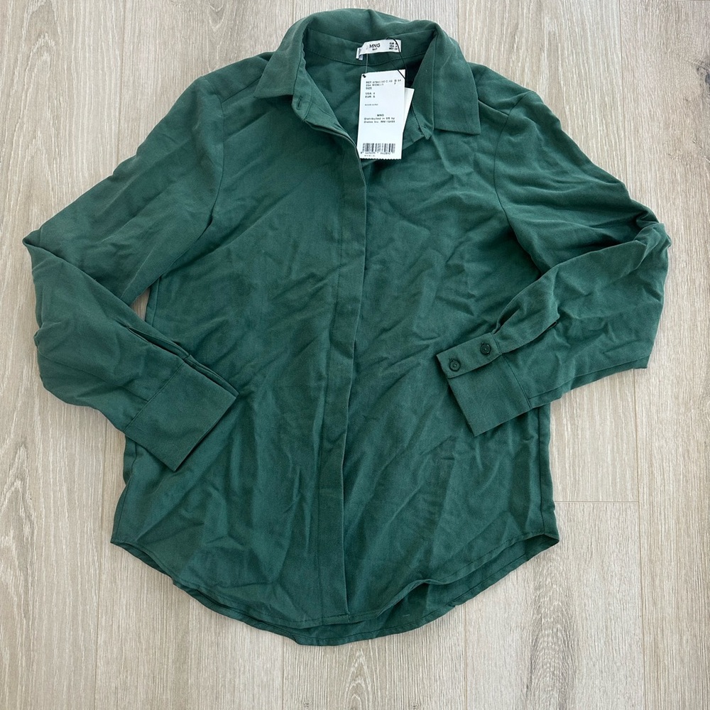 Mango Forest Green Collared Shirt